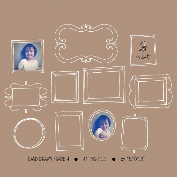 44 Hand Drawn Digital Frames Set 4 Clipart Kit for Digital Etsy
