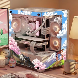 Cozy Japan PC Case Sticker Skin: Anime Gaming PC Decal