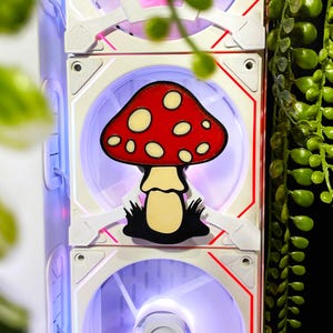 Mushroom PC Fan Cover 120mm: Magnetic Mount, Gaming PC Decor