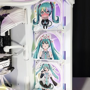 Hatsune Miku Magnetic PC Fan Cover 120mm – Anime PC Accessories, Custom Design Fan Grill for PC Decor, Fans & Cases | Computer Fan Shroud
