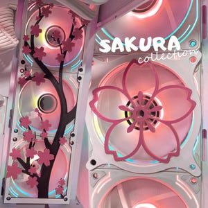 Sakura Cherry Blossom 120mm-240mm-360mm Gaming PC Fan Cover – Custom 3D Printed PC Case Wrap & Computer Fan Grill Accessories Custom Pc