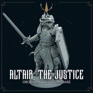 Altair, the Justice - Orokin Paladin | Dragonborn Miniature, Dungeons & Dragons Mini, TTRPG Miniature, DnD, Daggerheart, 3D Printed