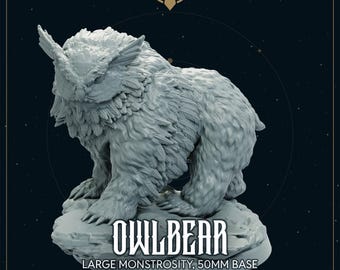 Owlbear Miniature: 3D Printed Resin D&D Mini - Shattered Realms of Yskar