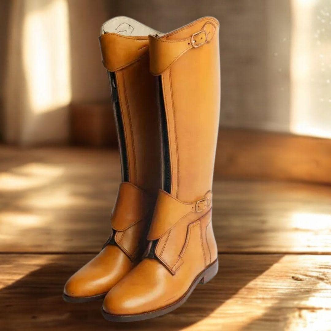 Handmade Light Brown Leather Polo Boots for Horse Riding Durable ...
