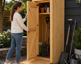 Outdoor Storage Cabinet Shed Plan, DIY Plans Wooden Garden Tool Shed PDF