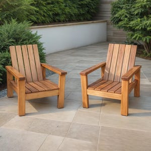 Planos para sillas de exterior, muebles de patio, asientos de jardín, planos modernos, planos de fácil construcción, instrucciones paso a paso.