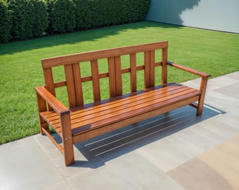 Outdoor Bench with Back Rest Plan: DIY Patio Furniture (PDF Download)