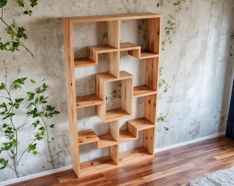 Geometric Bookshelf DIY Plans: Modern Bookcase Rack (Digital PDF Download) (46" x 80")
