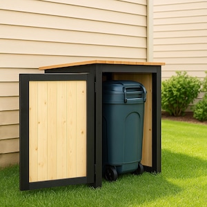 DIY Trash Bin Cover Plan, Garbage can storage, Outdoor Garbage bin storage, Wheelie bin storage, Outdoor plans, Outdoor Furniture,