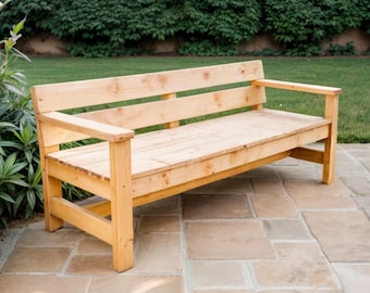 DIY Outdoor Bench Plan: Wood Garden Bench with Back Rest (PDF Download)