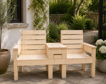 Double Chair Bench Woodworking Plans | Outdoor Garden Patio Seating (PDF Download)