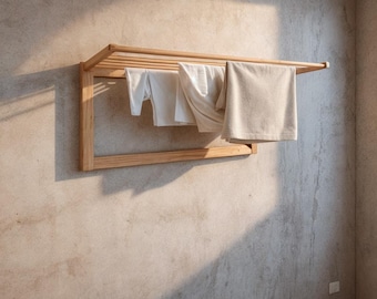 Wall-Mounted Folding Laundry Rack DIY Plans, Woodworking Plans (PDF Download)
