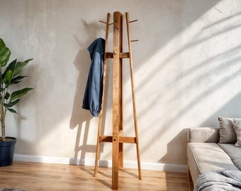 DIY Modern Coat Stand Plan: Compact Wooden Rack (PDF Download)