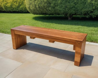 Modern Slatted Bench Plan: Outdoor Garden Patio Furniture (PDF Download)