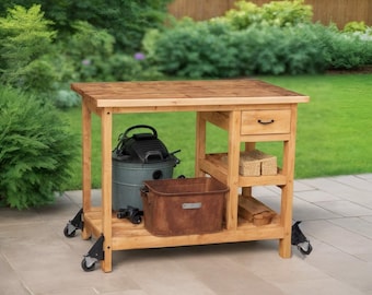 Rollende pdf-plannen voor doe-het-garagewerkbank: hobbytafel met opbergplanken (pdf-download)