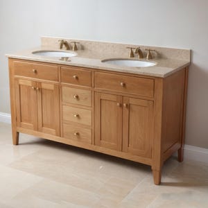 DIY Double Sink Bath Vanity Build Plans: 60&quot; Bathroom Cabinet (Digital Download)