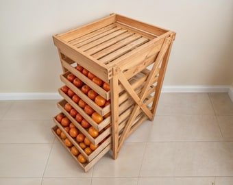 DIY Sliding Vegetable Rack Plan: Farmhouse Kitchen Storage (PDF Download)