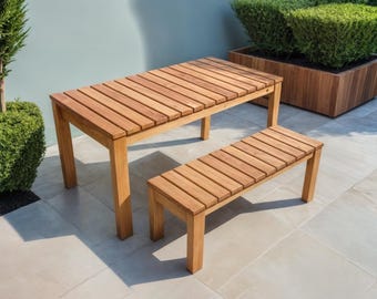 DIY Gartentisch mit Sitzbank Plan: Moderne Sitzmöbel auf der Terrasse (PDF Download)