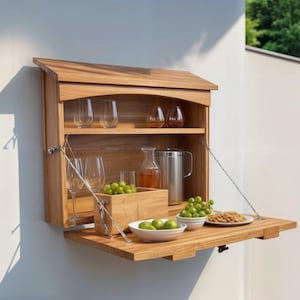 Modern Outdoor Wall Bar Build Plans: Fold-Down Table (PDF)