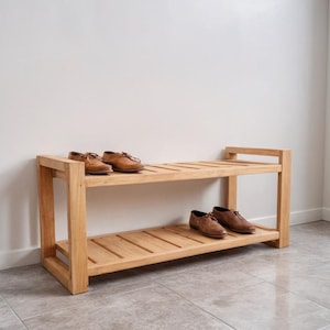DIY Wooden Shoe Rack Bench Plan: Rustic Entryway Storage (PDF Download)