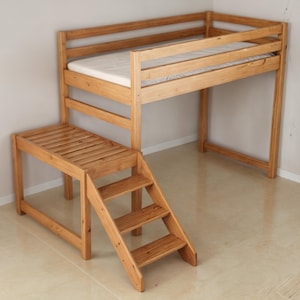DIY Camp Loft Bed Plan, Bunk Bed with stairs, Bunk Bed, Loft Bed Ladder, Kids loft bed plans, Bed Plan