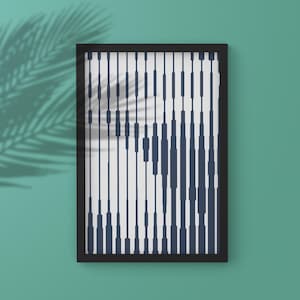 Minimalist Blue & White Abstract Art Print: Geometric Vertical Design (Digital Download)