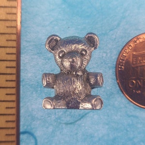 Pewter Teddy Bear Pocket Buddy Amulet Magical Fire