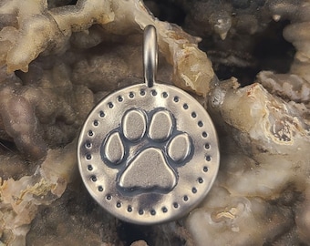 Pewter Pawprint Pendant Magical Fire