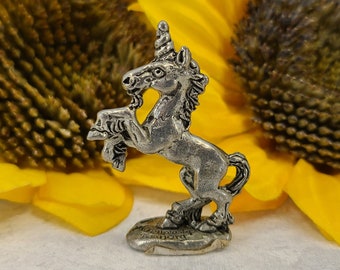 Vintage Pewter Unicorn Magical Fire