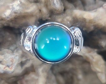 Amulet Bag with Adjustable Crystal Ball Mood Ring, Interpretation Card, and Spirit Stone