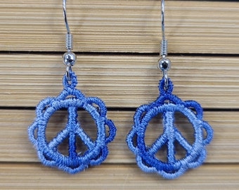Blue Peace Sign Lace Earrings Magical Fire