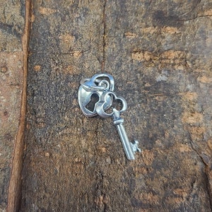 Sterling Silver Lock and Key Pendant style 2 Magical Fire