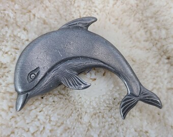 Pewter Dolphin Fridge Magnet Magical Fire