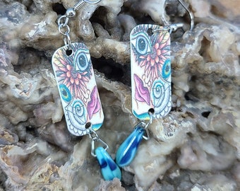 Mixed Media Earrings with Free Shipping Magical Fire