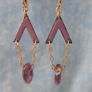 Cute Purple Enamel and Amethyst Earrings Handmade by Magical Fire image 1