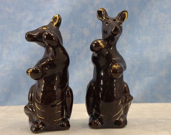 Vintage Kangaroos Salt and Pepper Shakers Japan Hand Painted Magical Fire