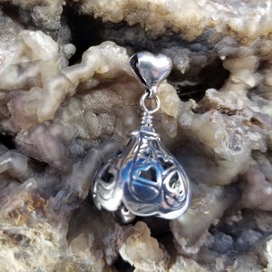 You Are Loved Sterling Heart Bell Pendant with Matching Earrings Magical Fire
