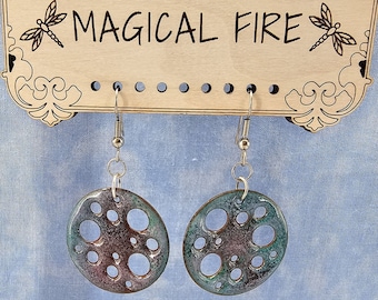 Enamel Blue and Green Bubble Earrings with Free Shipping by Magical Fire