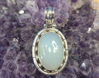 Sterling and Chalcedony Pendant Magical Fire