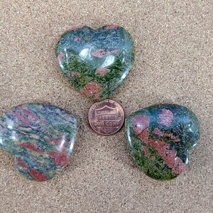 Unakite Heart Worry Stone, Meditation, Chakra Magical Fire image 4