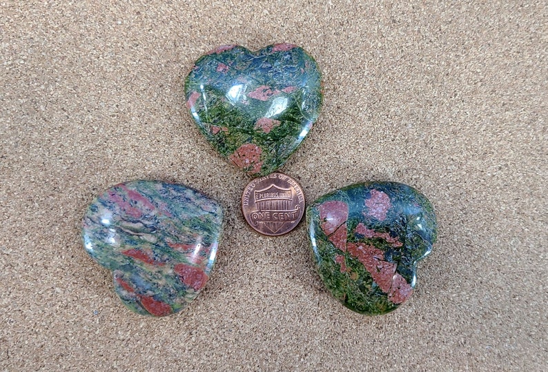 Unakite Heart Worry Stone, Meditation, Chakra Magical Fire image 4