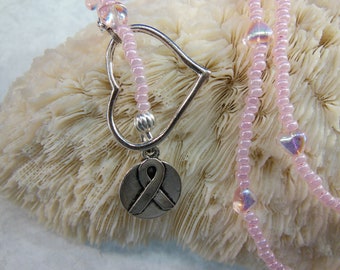 Cancer Awareness Ribbon Heart Lariat by Magical Fire