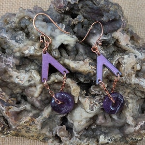 Cute Purple Enamel and Amethyst Earrings Handmade by Magical Fire image 8