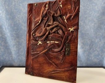 Vintage Blank Leather Handcrafted Journal Magical Fire