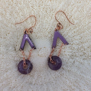 Cute Purple Enamel and Amethyst Earrings Handmade by Magical Fire image 5