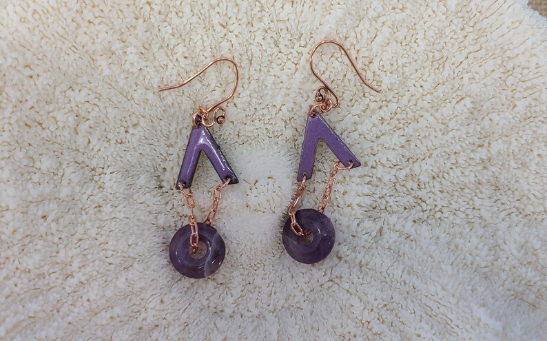 Cute Purple Enamel and Amethyst Earrings Handmade by Magical Fire image 5