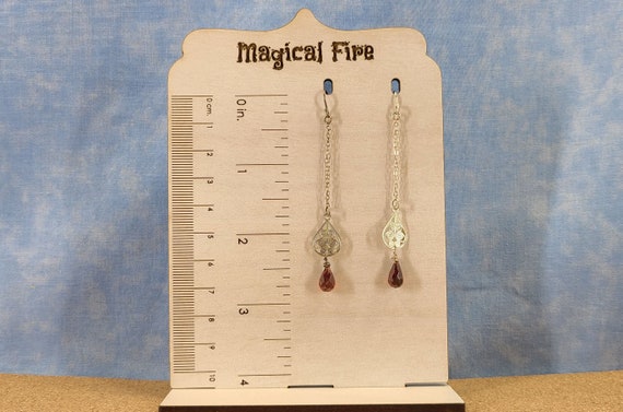 Long Sterling and Garnet Teardrop Earrings Magica… - image 2