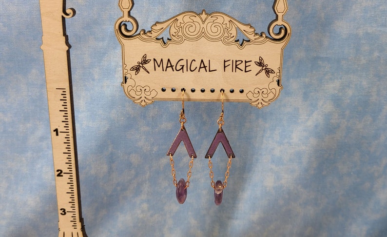 Cute Purple Enamel and Amethyst Earrings Handmade by Magical Fire image 2