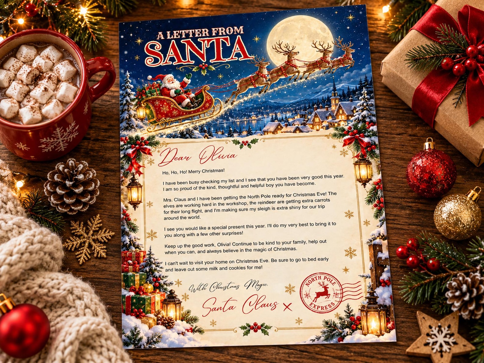 Letter From Santa Printable, Personalized Christmas Eve Note for Kids ...