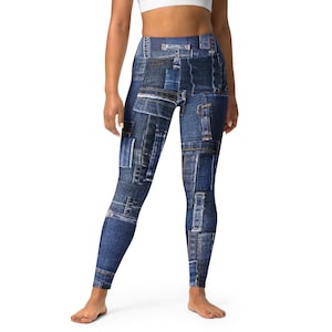 Patchwork Blues High Rise Leggings